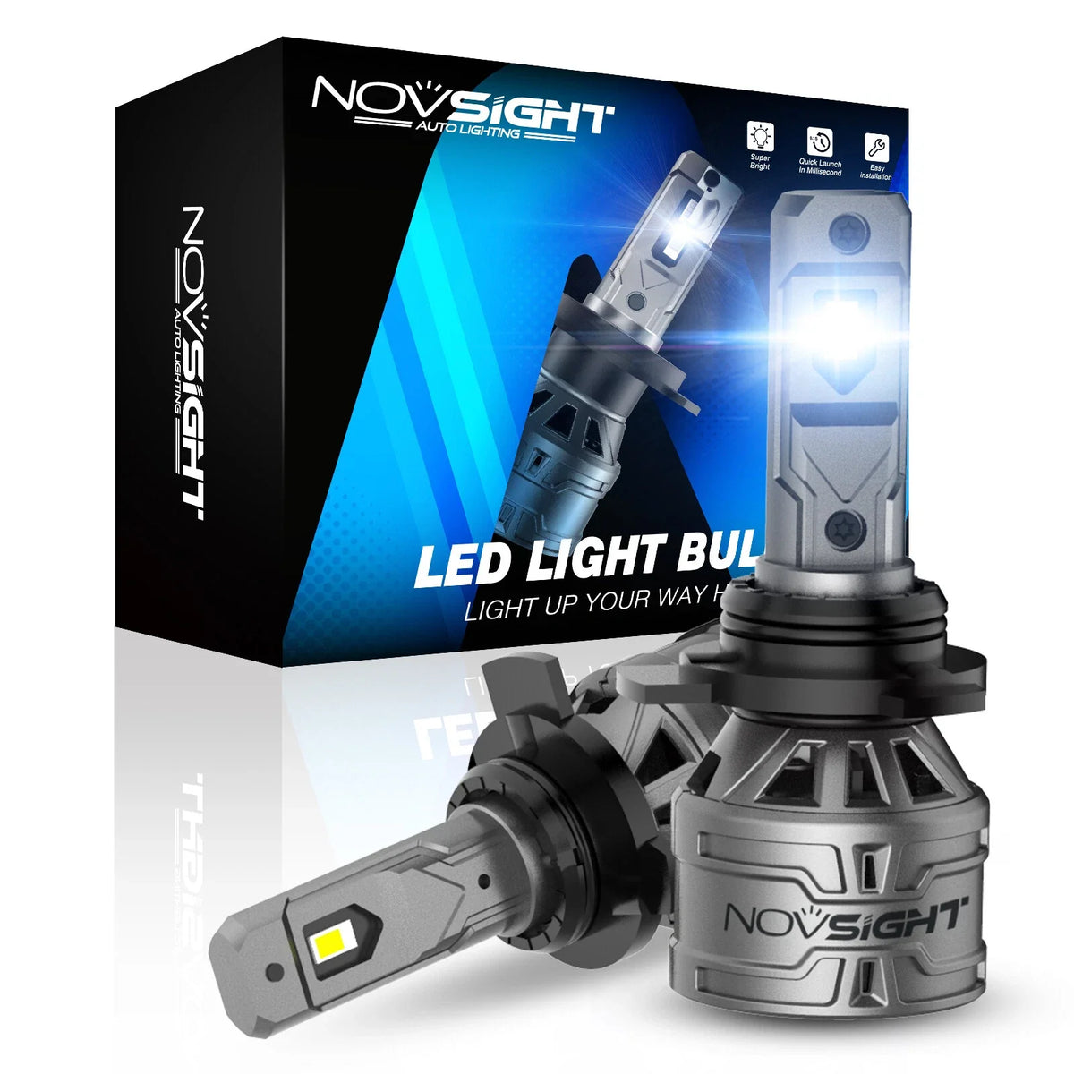 2X NOVSIGHT 9012 HIR2 LED Headlight Bulbs for Dodge Fiat 500 GMC