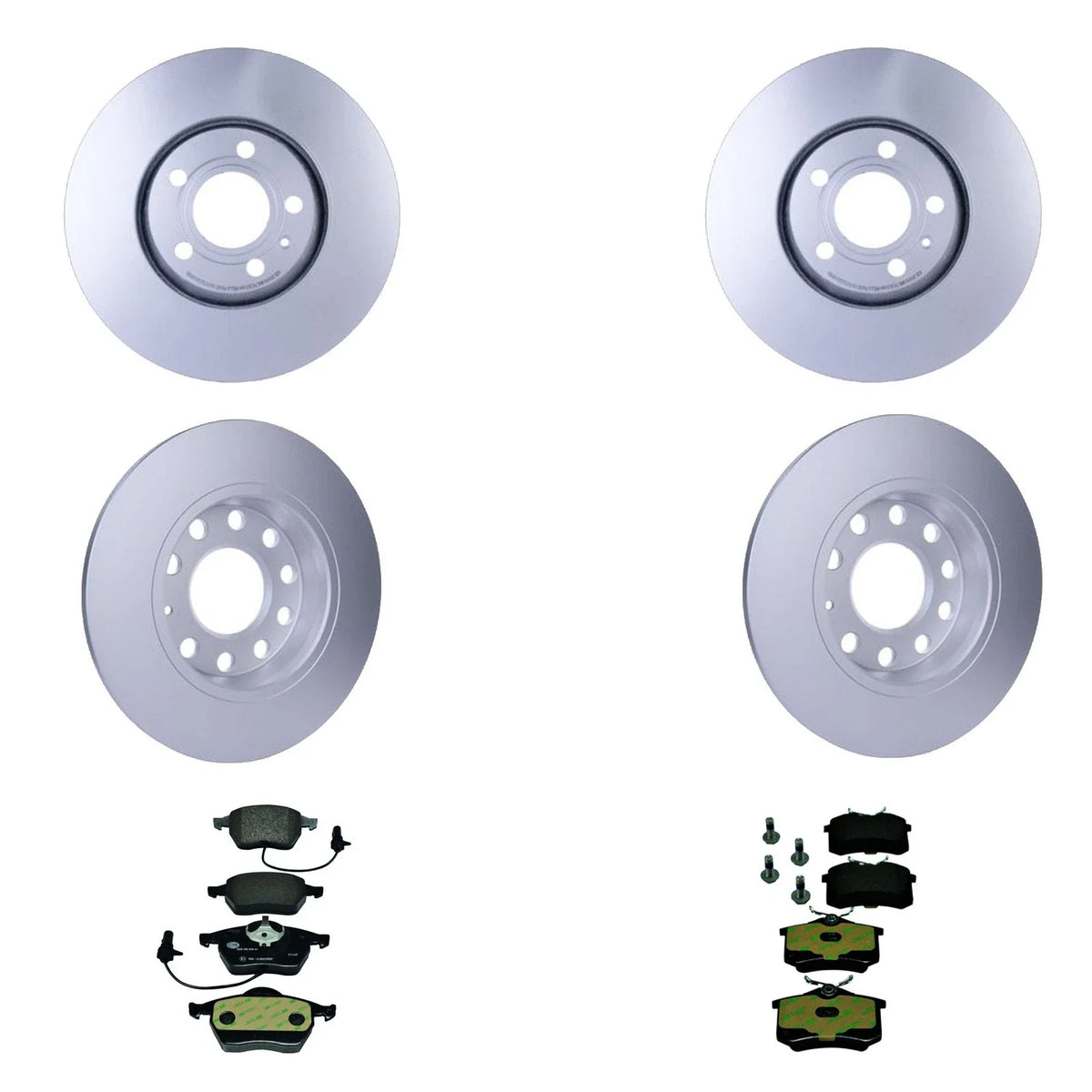 Set of 4 Hella Front Rear Rotors Low-Met Disc Brake Pad Kit for A4 Quattro (1996–2001)
