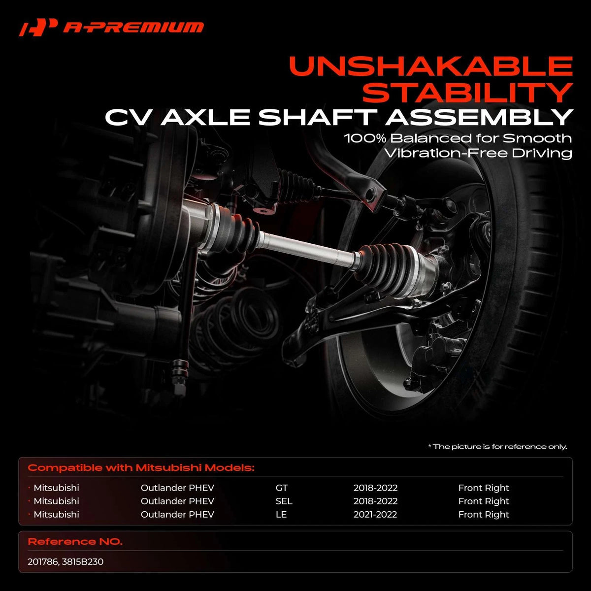 Front Right CV Axle Assembly for Mitsubishi Outlander PHEV (2018–2022) 3815B230, 201786