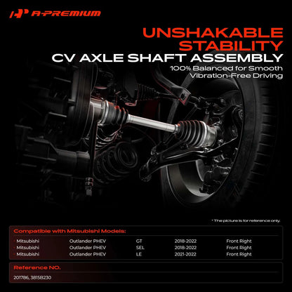 Front Right CV Axle Assembly for Mitsubishi Outlander PHEV (2018–2022) 3815B230, 201786