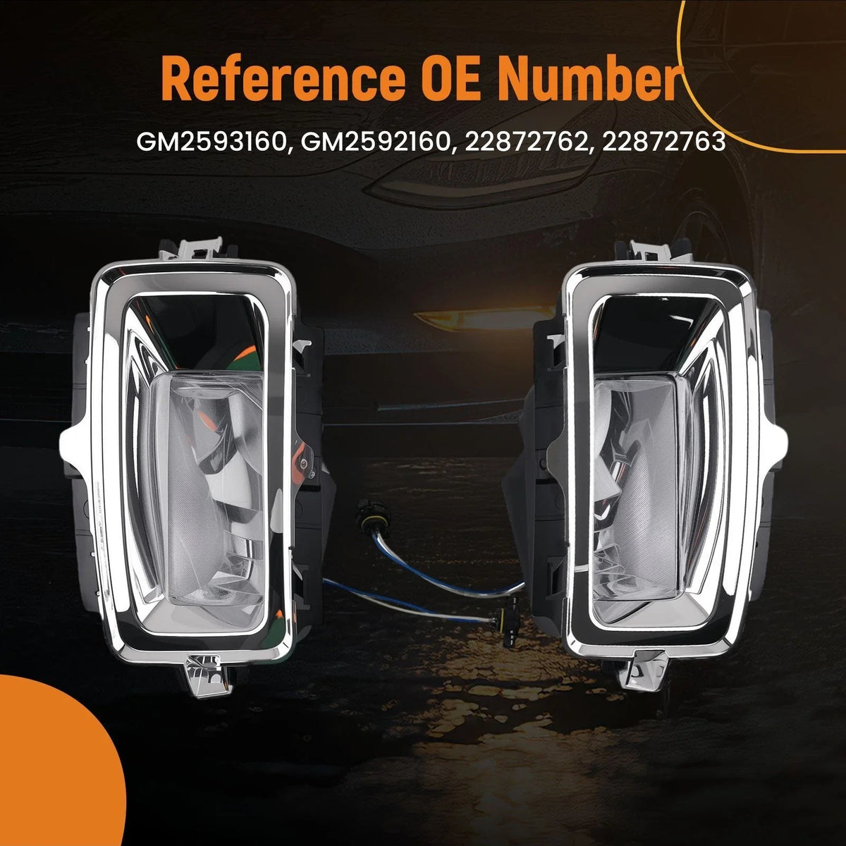 Chrome Fog Light Lamps with Bulb & Bezel for Chevrolet Silverado (2013–2015)