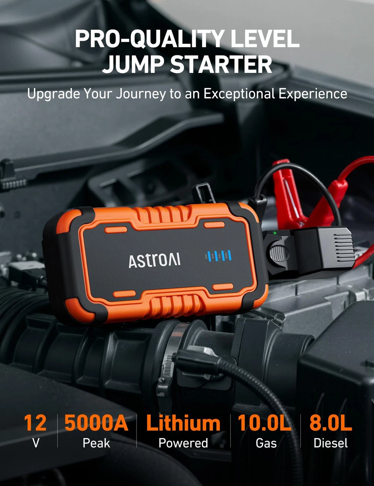 AstroAI P10 Car Battery Jump Starter for Universal Use (5000A)