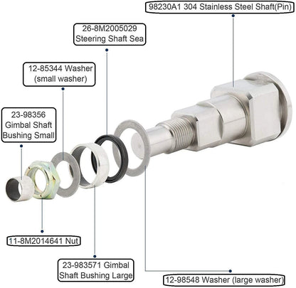 Stainless Gimbal Steering Shaft Pin Kit for Mercruiser Alpha Gen2 Bravo (222-83-801)