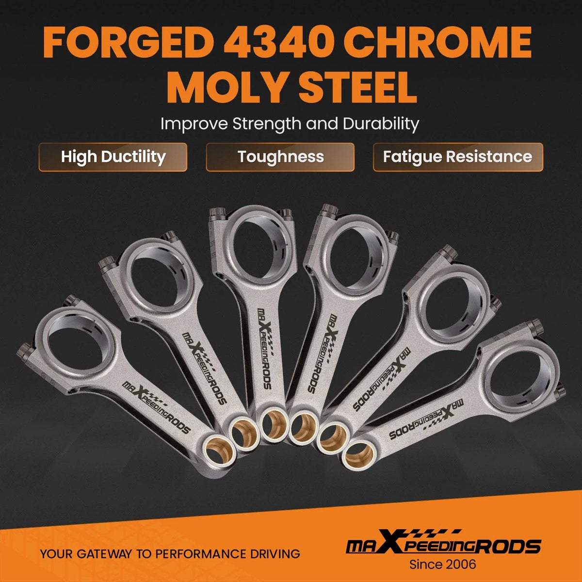 6x H-Beam 4340 Forged Connecting Rods for Audi VW VR6 Golf Corrado (1992–1999)