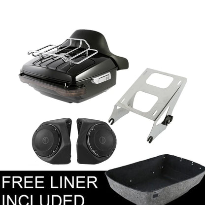 King Trunk Pad & LED Tail Light Speakers for Harley Touring Road Glide (2014–2023)