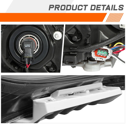 Chrome Amber LED DRL Projector Headlight Right for Nissan Maxima (2016–2018)