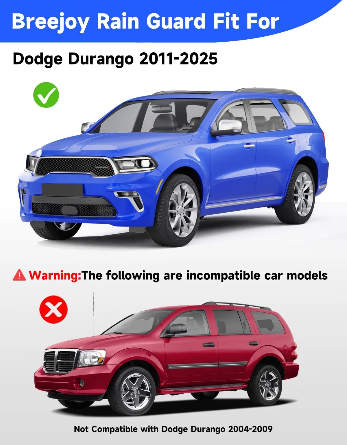 Set of 4 InChannel Rain Guards for Dodge Durango (2011–2026)