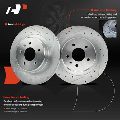 Set of 2 Rear Drilled Brake Rotors for Buick Envision (2016–2018)