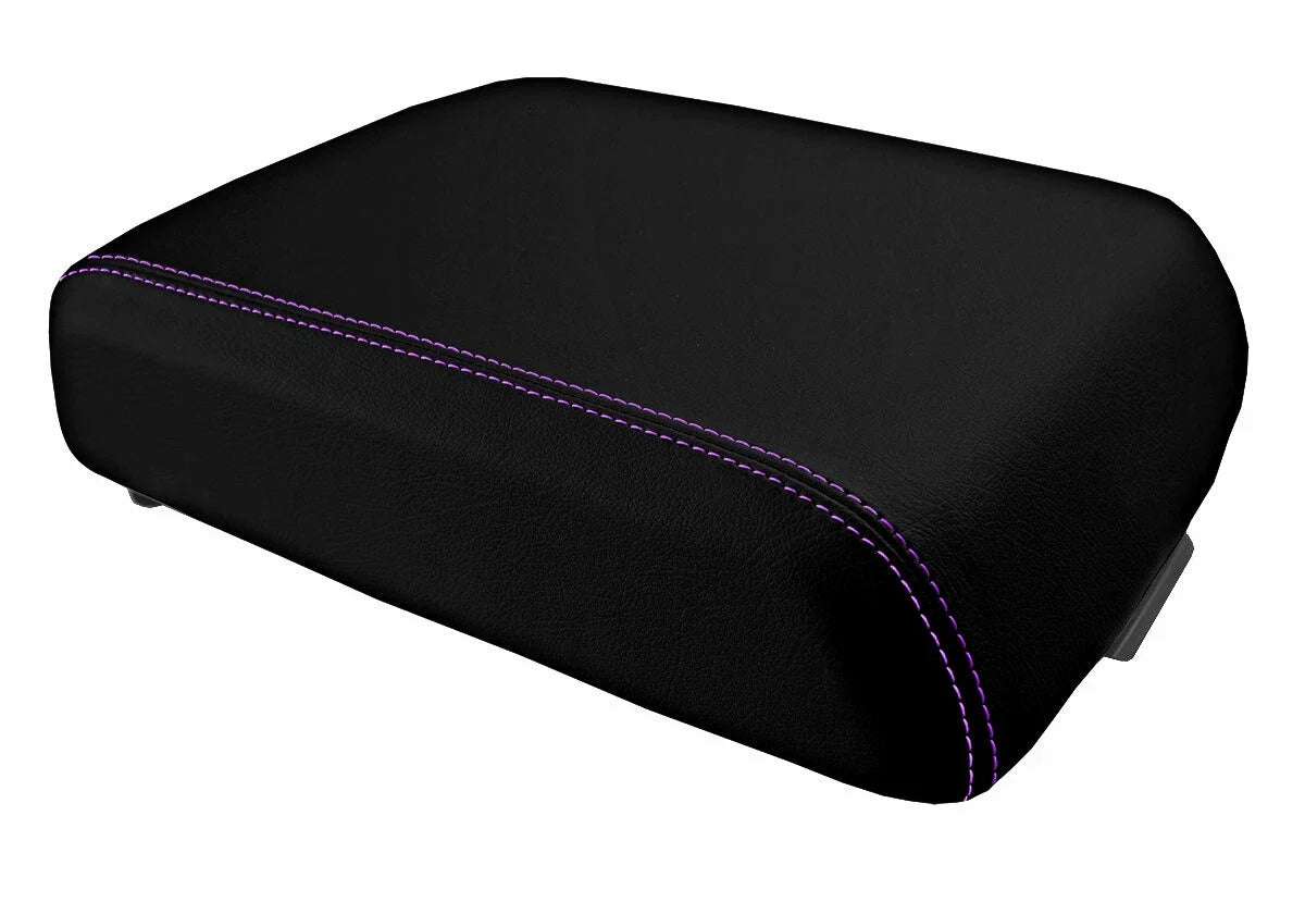 Leather Console Lid Bucket Seat Cover for Ford F250 (1999–2010) Purple Stitch