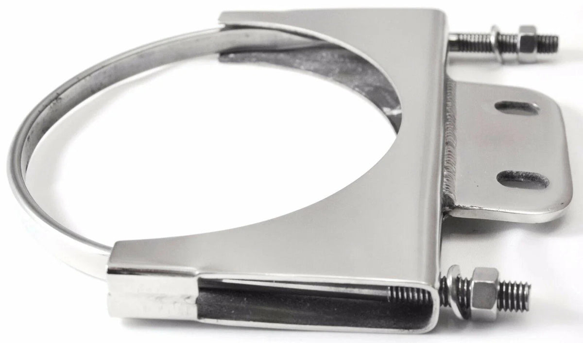 U-Bolt Exhaust Bracket for 5” Stack with 1-1/2x3-3/8 Plate, Stainless (21286)