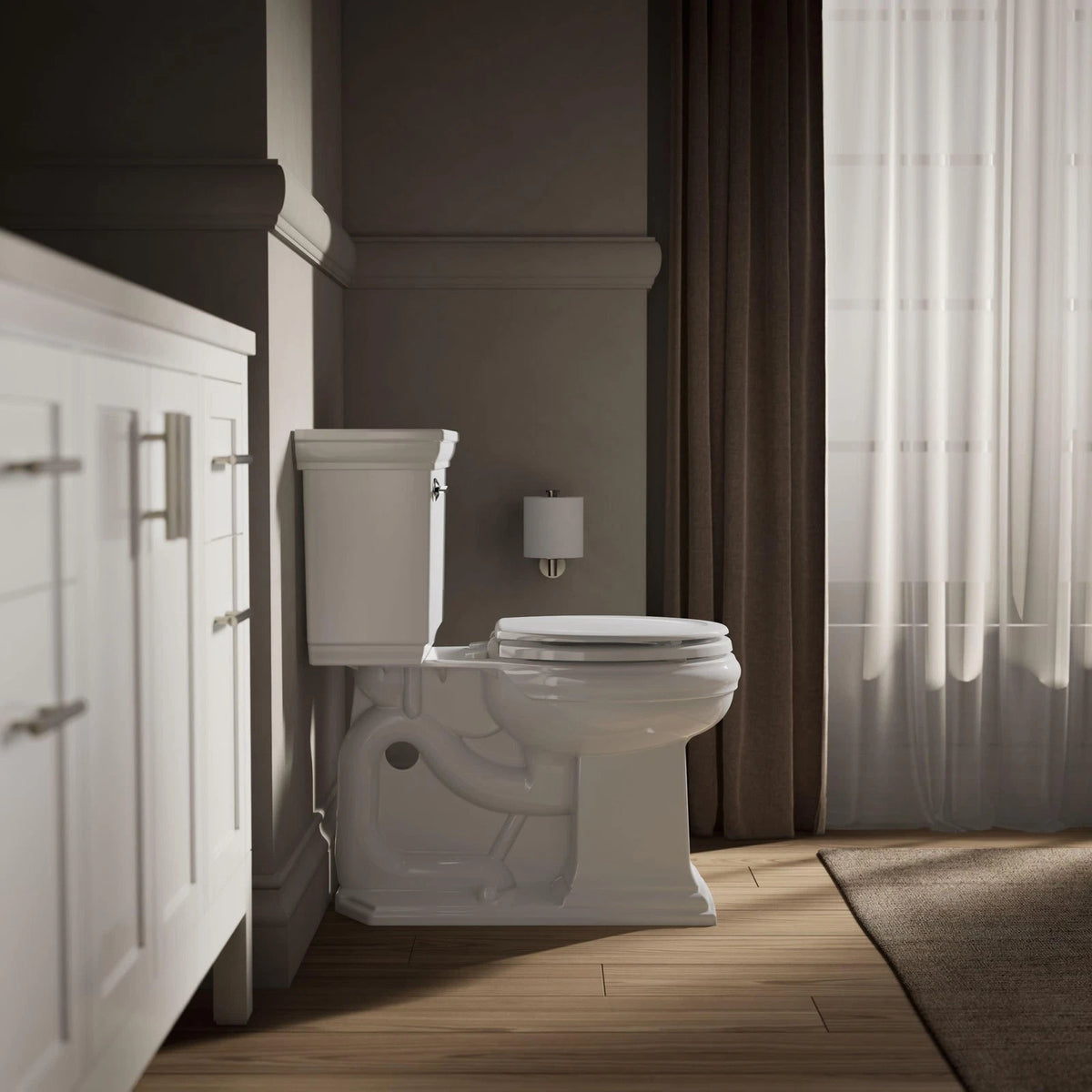 Round Toilet Seat for Standard Toilets (White Color Matched Hinges)