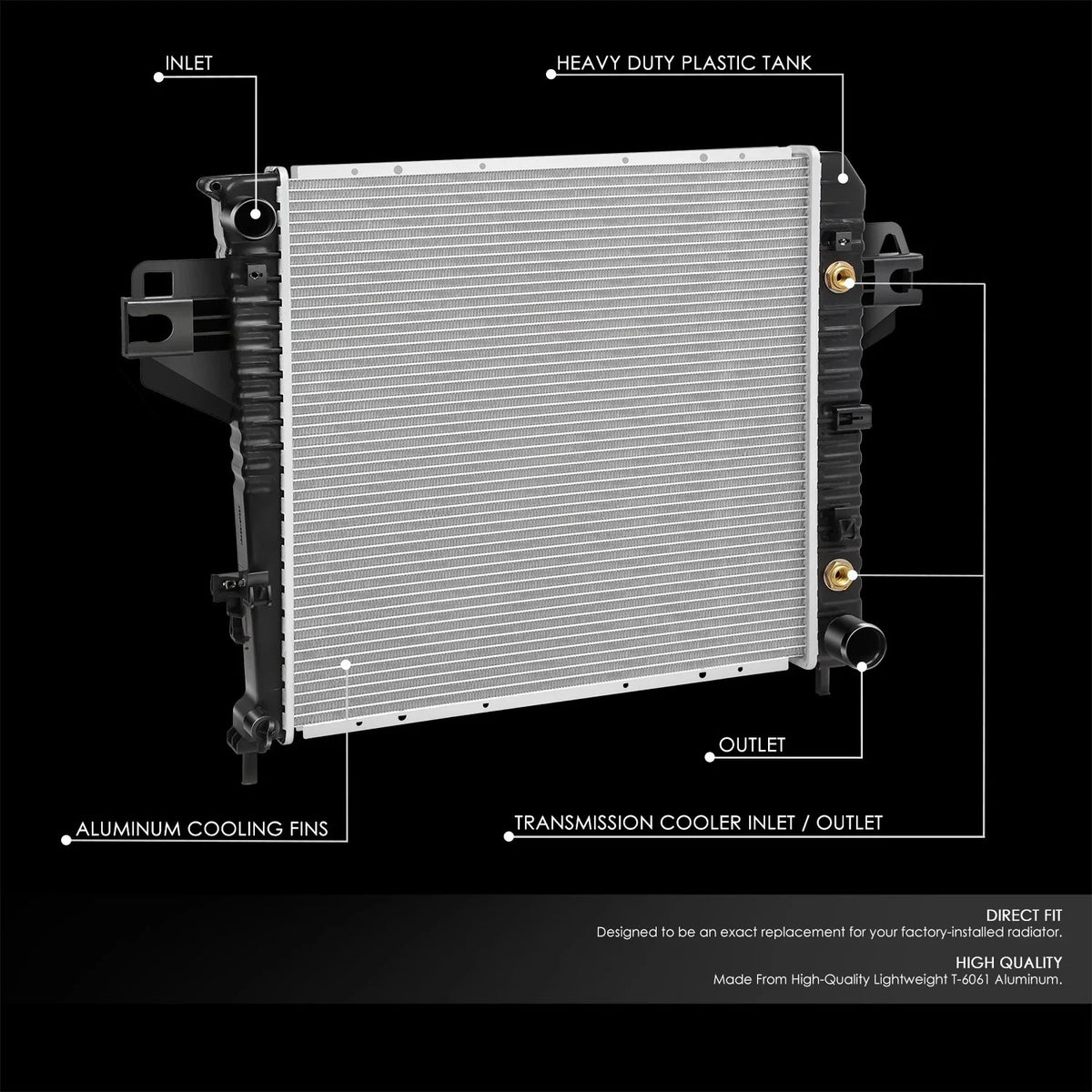 Full Aluminum Core Radiator for Jeep Liberty 2002–2006 DPI-2481
