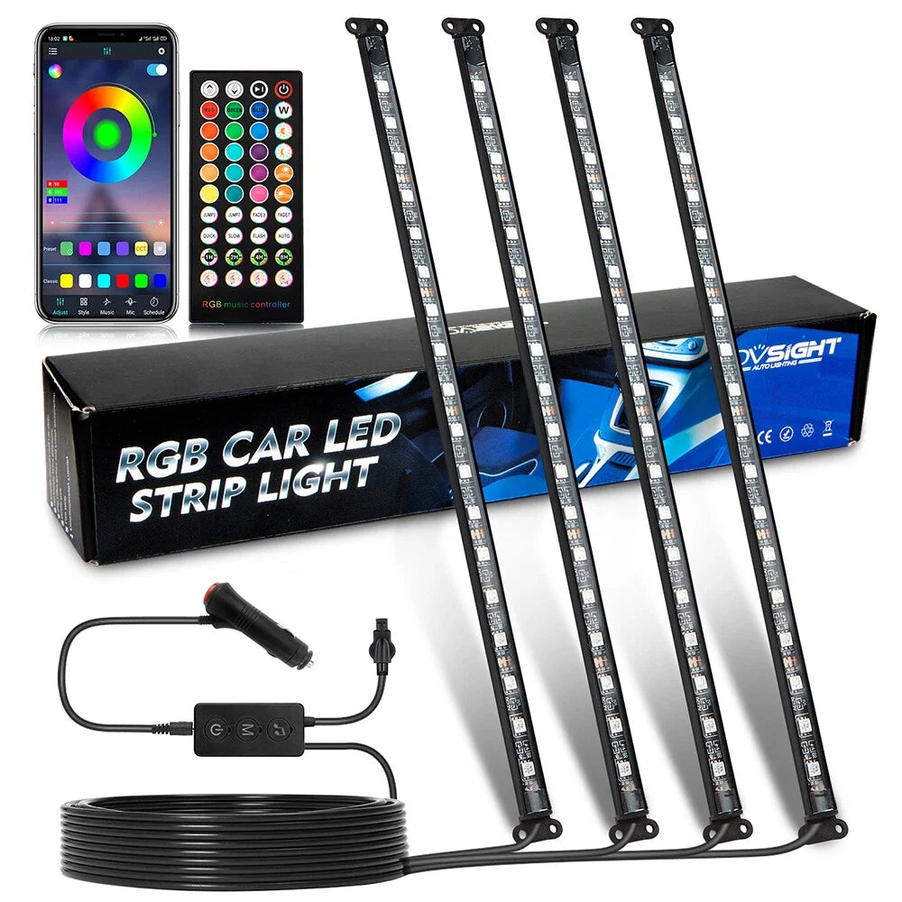 RGB LED Interior Floor Lights for Universal Cars (72-Inch Strip)