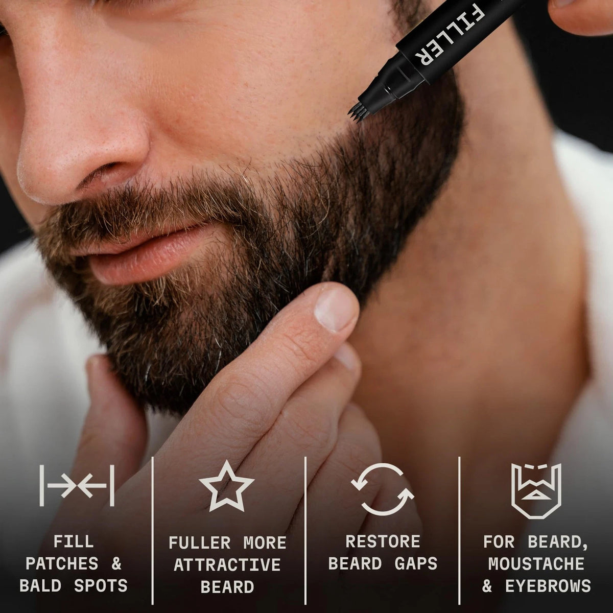 3 Piece Beard Pencil Filler Set for Men - Black