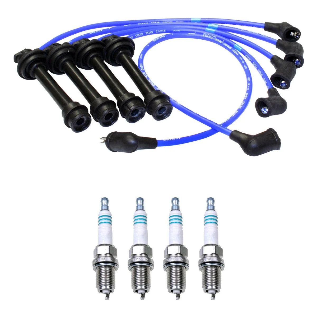 NGK 7mm Wire Set & Denso Iridium Spark Plug Kit for Toyota Corolla (1998–2002)