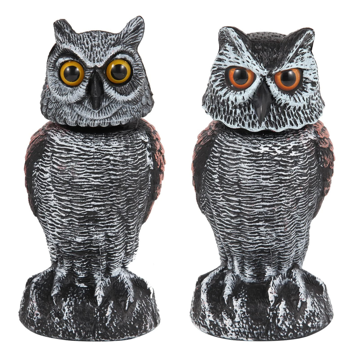 2X Fake Owl Decoys for Scaring Birds Away (Rotating 10+11 Inch)