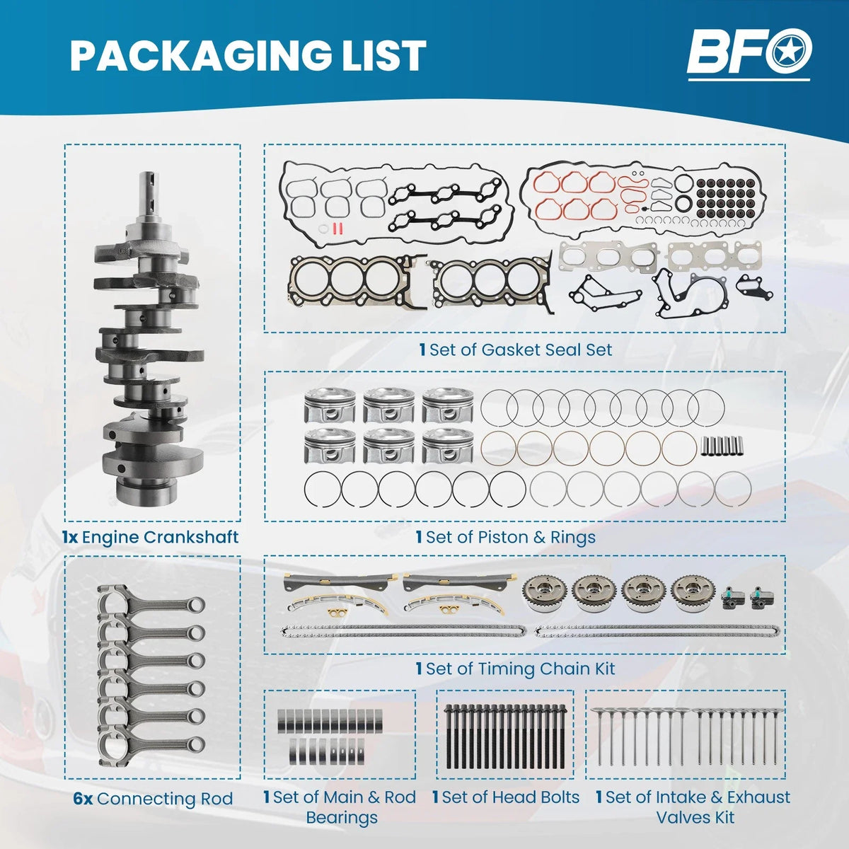 Full Engine Rebuild Kit for Kia Sorento, Hyundai Santa Fe 3.3L G6DH (2013–2019)