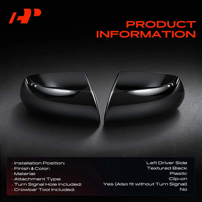 Driver Side Mirror Cover Cap for Ford F-150 (2015–2020) FL3Z17D743AA, FO1326128
