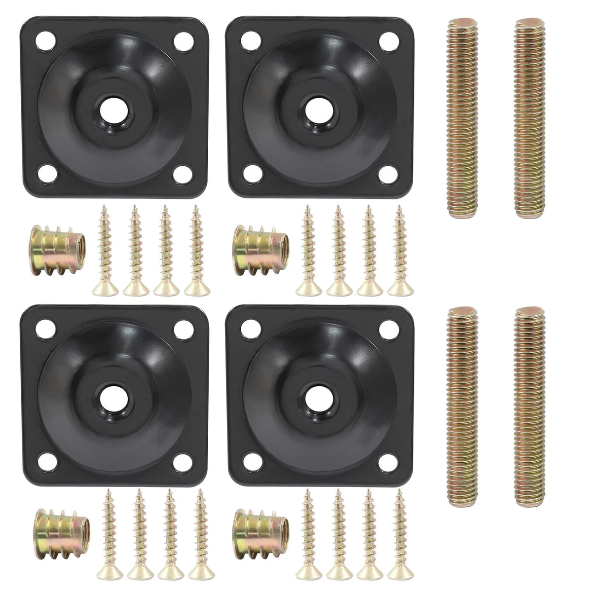 Set of 4 Leg Mounting Plates for Furniture 5/16" (M8) - Black