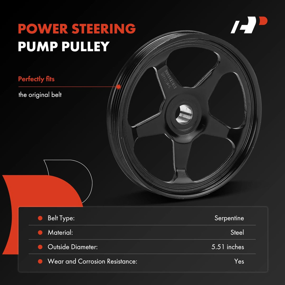 Power Steering Pump Pulley for Ford Taurus Flex Lincoln MKS Mercury (2008–2019) - 8G1Z3A733A, 3P-23136