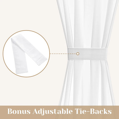 1 Panel Non-See-Through French Door Curtain for Front Door - 54 x 40 White