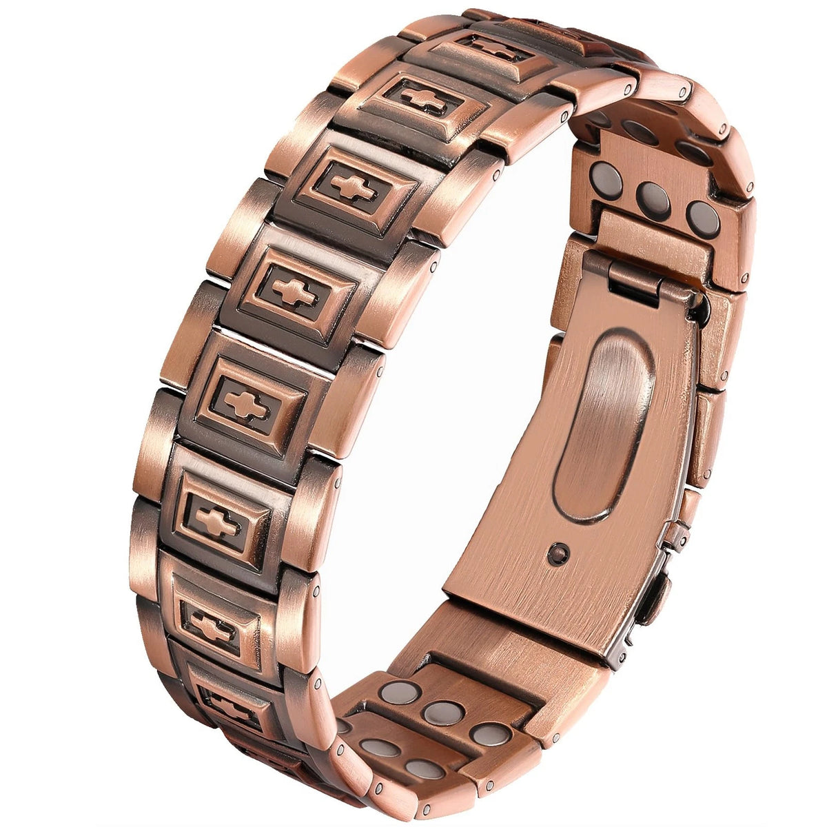 3X Strength Copper Magnetic Cross Bracelet for Feraco (9.05 inches)