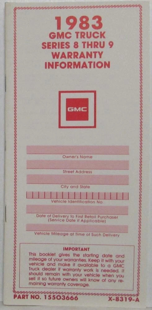 1983 GMC Truck 8 thru 9 Series Parts
