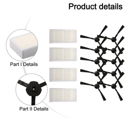 10pcs Side Brush & 4pcs Filter Mesh for Ariete Briciola 2711-2717 (2019)