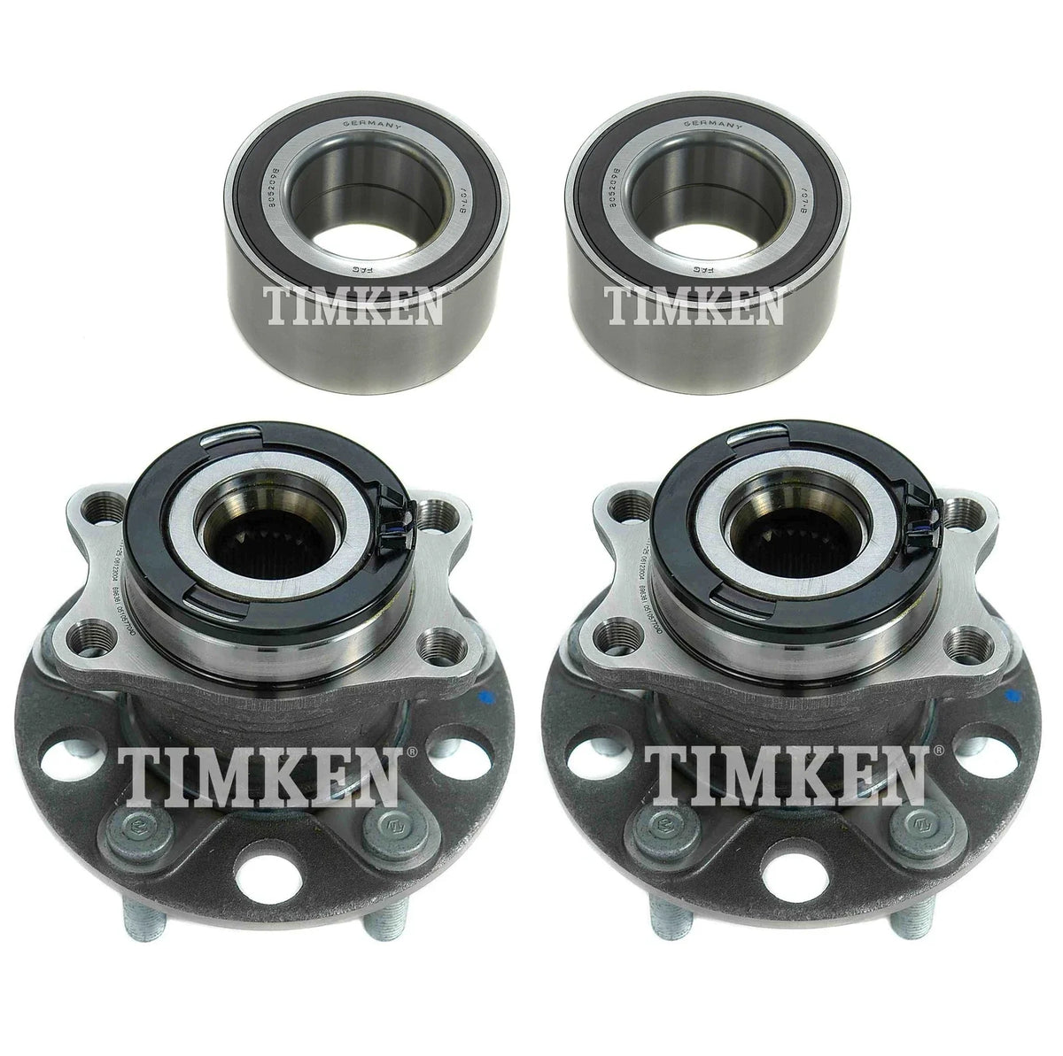 Front & Rear Wheel Bearing & Hub Assembly Kit for Dodge Caliber AWD (2007–2008)