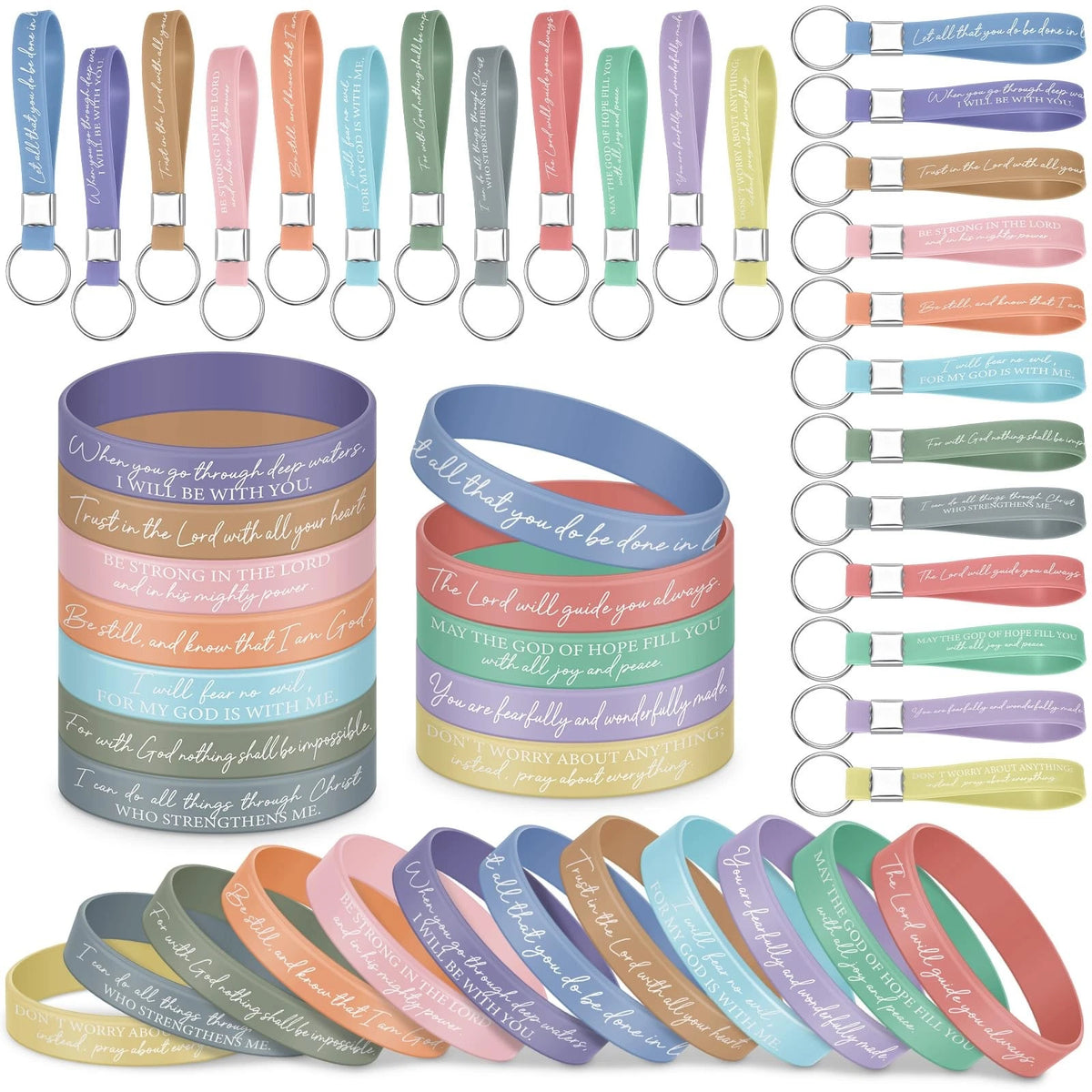 Set of 4 Silicone Bible Verse Bracelets - Stylish Scripture Accessories