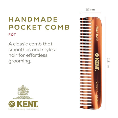 Fine Tooth Pocket Comb for Men, Women, Kids (Handmade, Tortoiseshell)