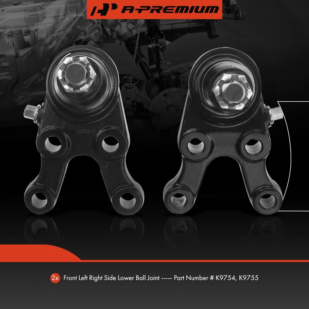 2X Front Lower Side Ball Joint for Mitsubishi Montero Montero Sport (MB831037, MR296269, K9754, K9755)