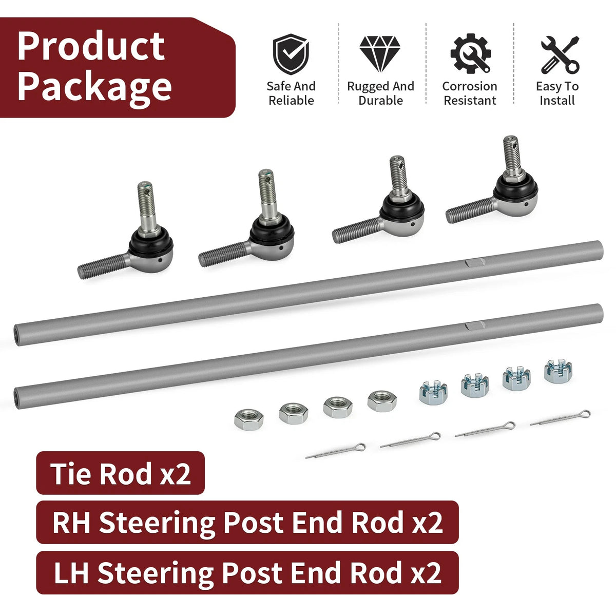 2 Steering Post Tie Rod Assembly for Polaris Sportsman 850 (2010–2025) 1823620, 1824007, 1823477