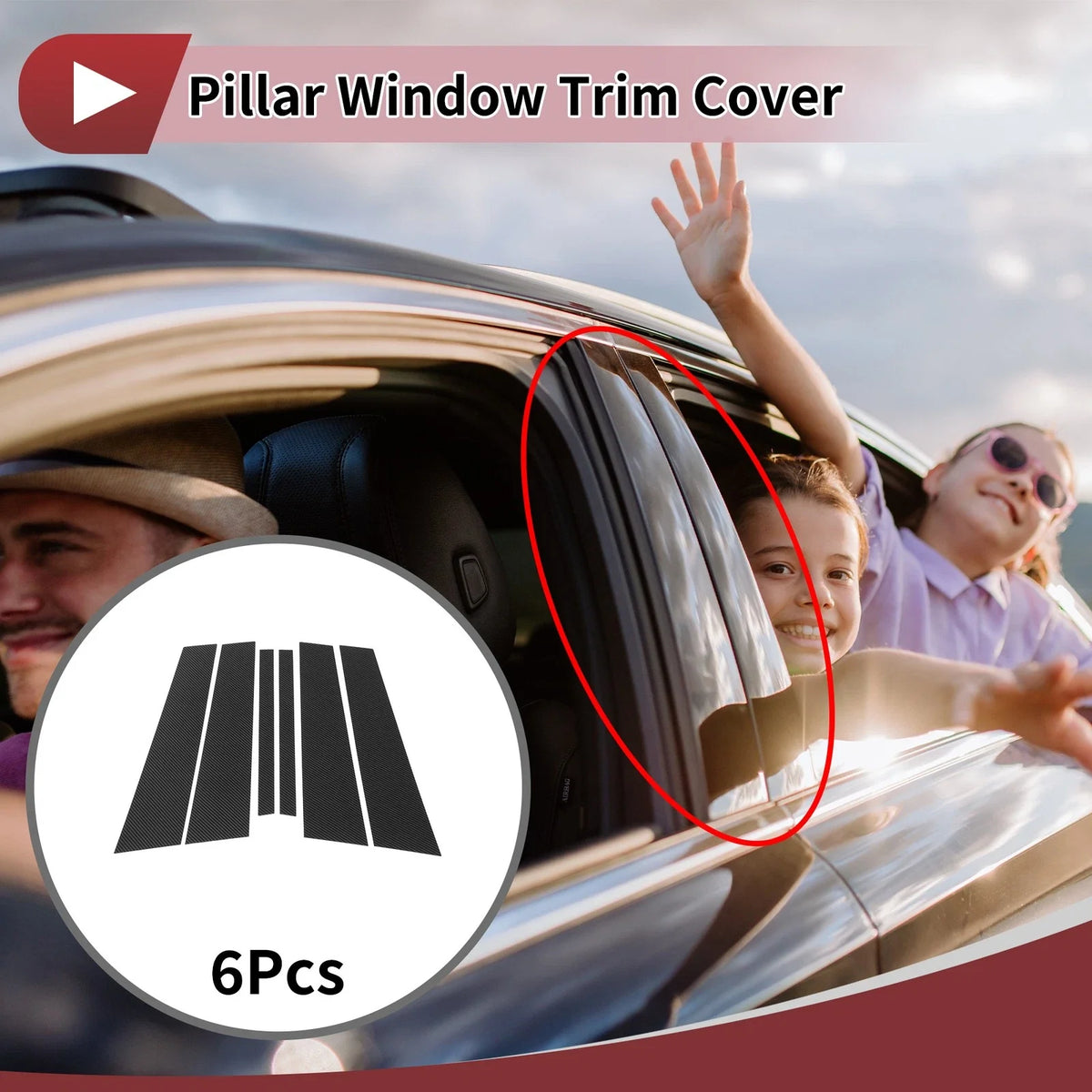 Door Pillar Window Trim for BMW 1-Series Hatchback (2008–2016) Carbon Fiber Black
