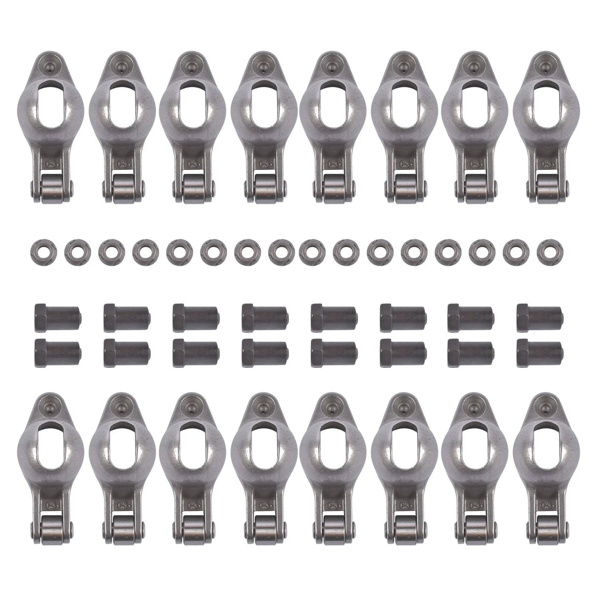 16Pcs Rocker Arms Set for Small Block Chevy SBC (262–400) Roller Tip
