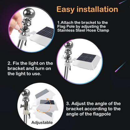 Solar Flag Pole Light 6000K LED Waterproof for Outdoor Yard Flag Decor