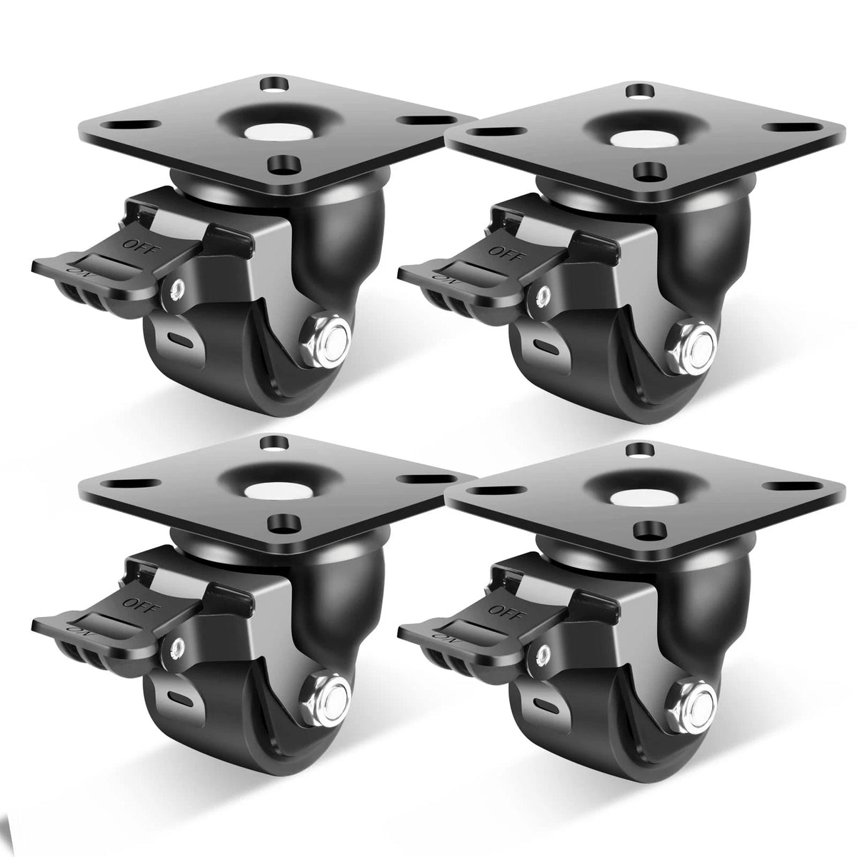 Set of 4 Heavy Duty 2-Inch Casters for Industrial Use