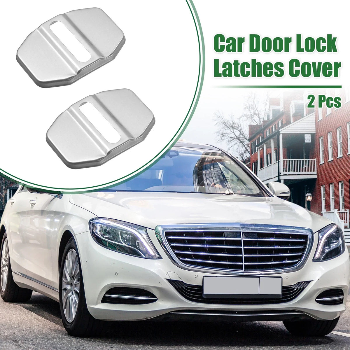 2pcs Door Latch Lock Cover for Mercedes-Benz AMG GLC  Silver Tone