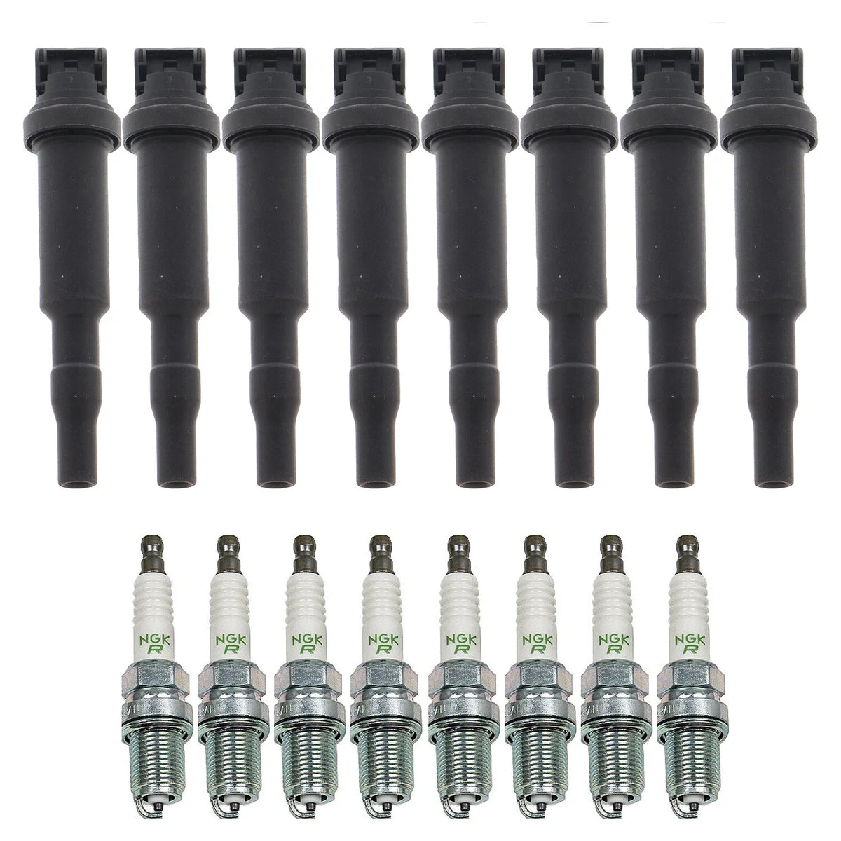 Set of 8 Ignition Coils & NGK V-Power Spark Plugs for BMW E66 E53 745i X5 4.4 V8