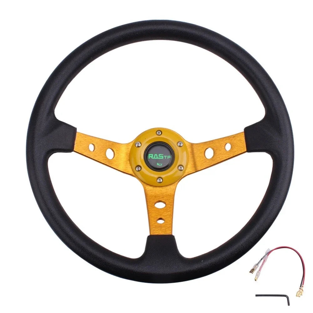 14" Deep Dish Drifting Steering Wheel + Hub Adapter for Dodge Jeep (170H)