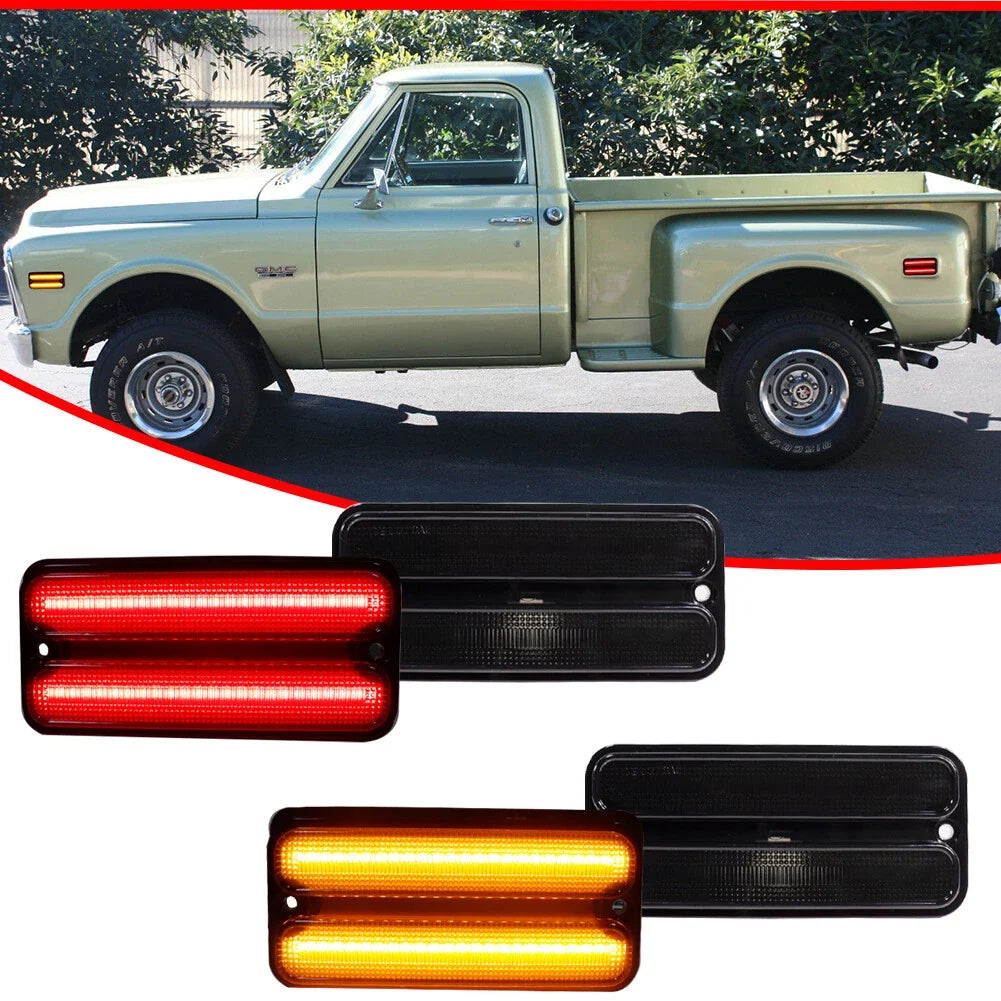 Set of 4 Amber & Red Side Marker Lights for Chevy GMC Truck (1968–1972)