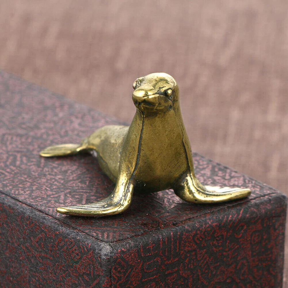 Brass Seals Figurine Statue for Home Office Table Decoration