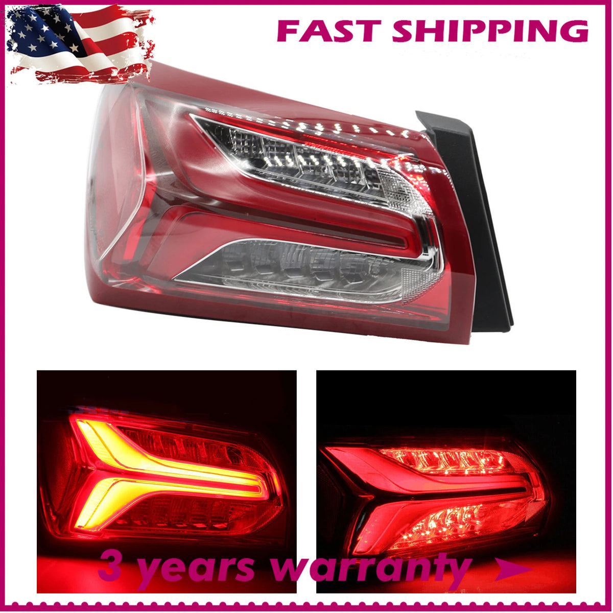 LED Tail Light Outer Left Driver Side for Chevy Malibu (2019–2022) 84595944, GM2804143