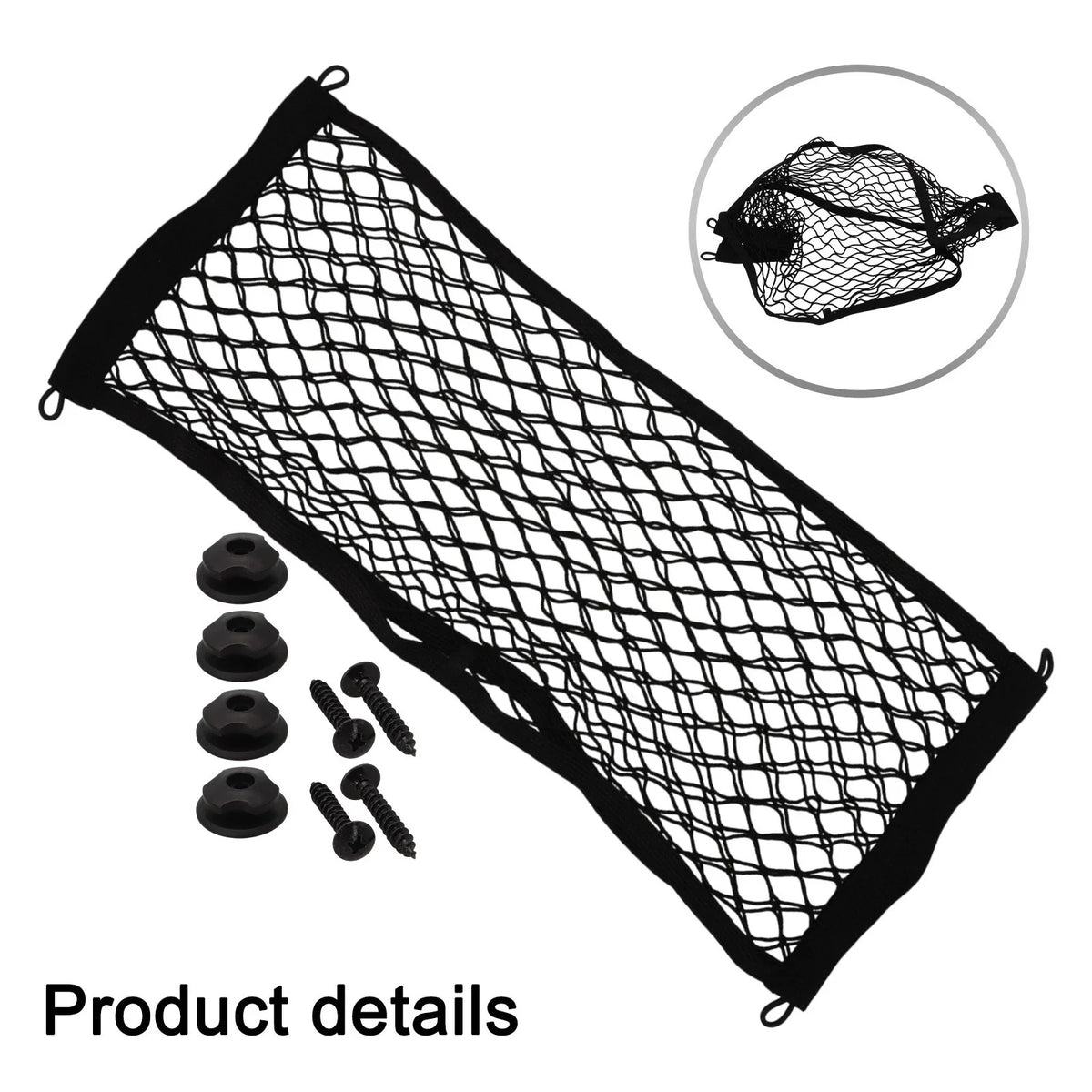 Set of 2 Pocket Storage Nets for RV (25x60cm) - Black with Screws