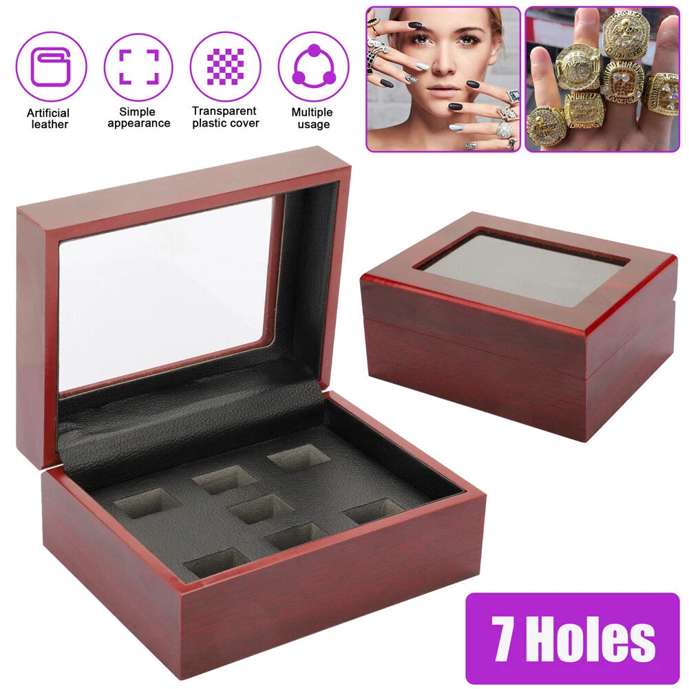 2X Wooden Display Case Box for Championship Rings
