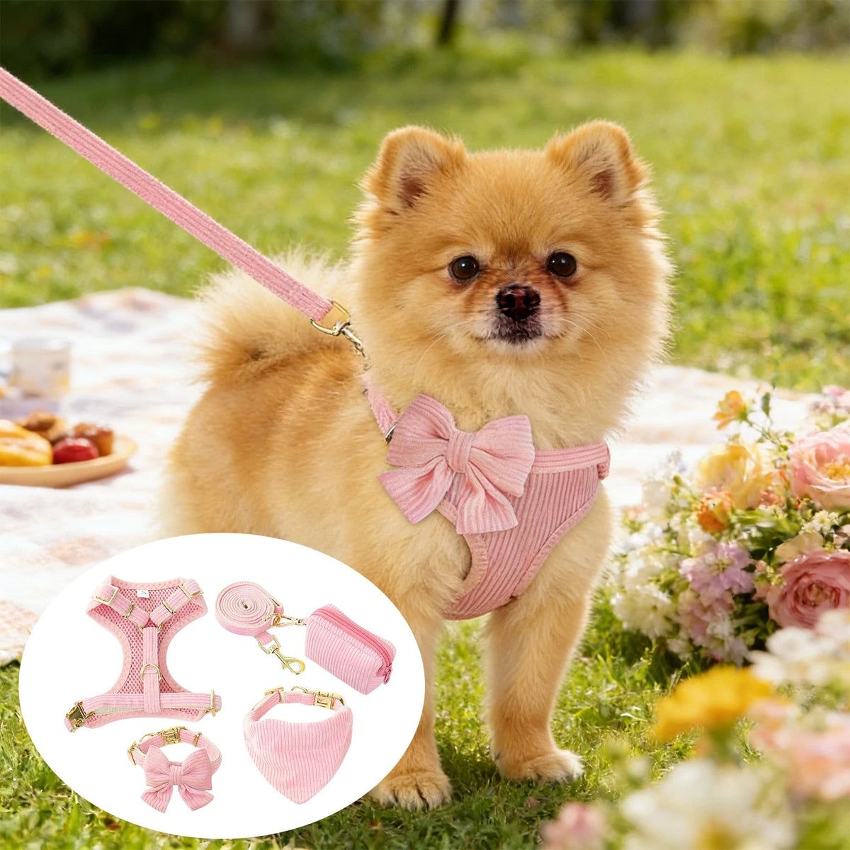 Dog Harness Collar and Leash Set for Small Dogs