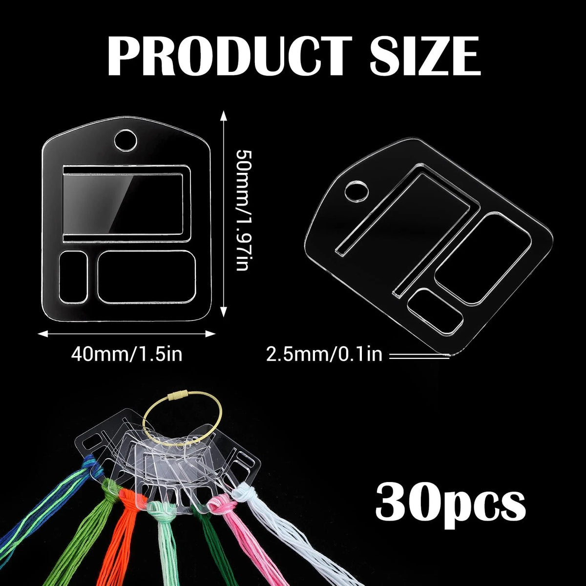 30Pcs Acrylic Thread Drops for 4x5cm