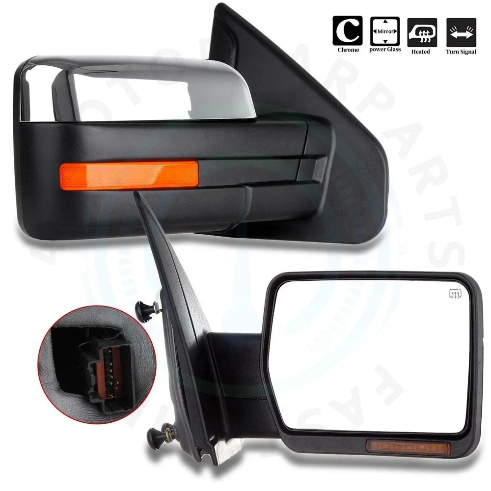 Set of 2 Front Heated Puddle Signal Tow Mirrors for Ford F-150 (2004–2014)