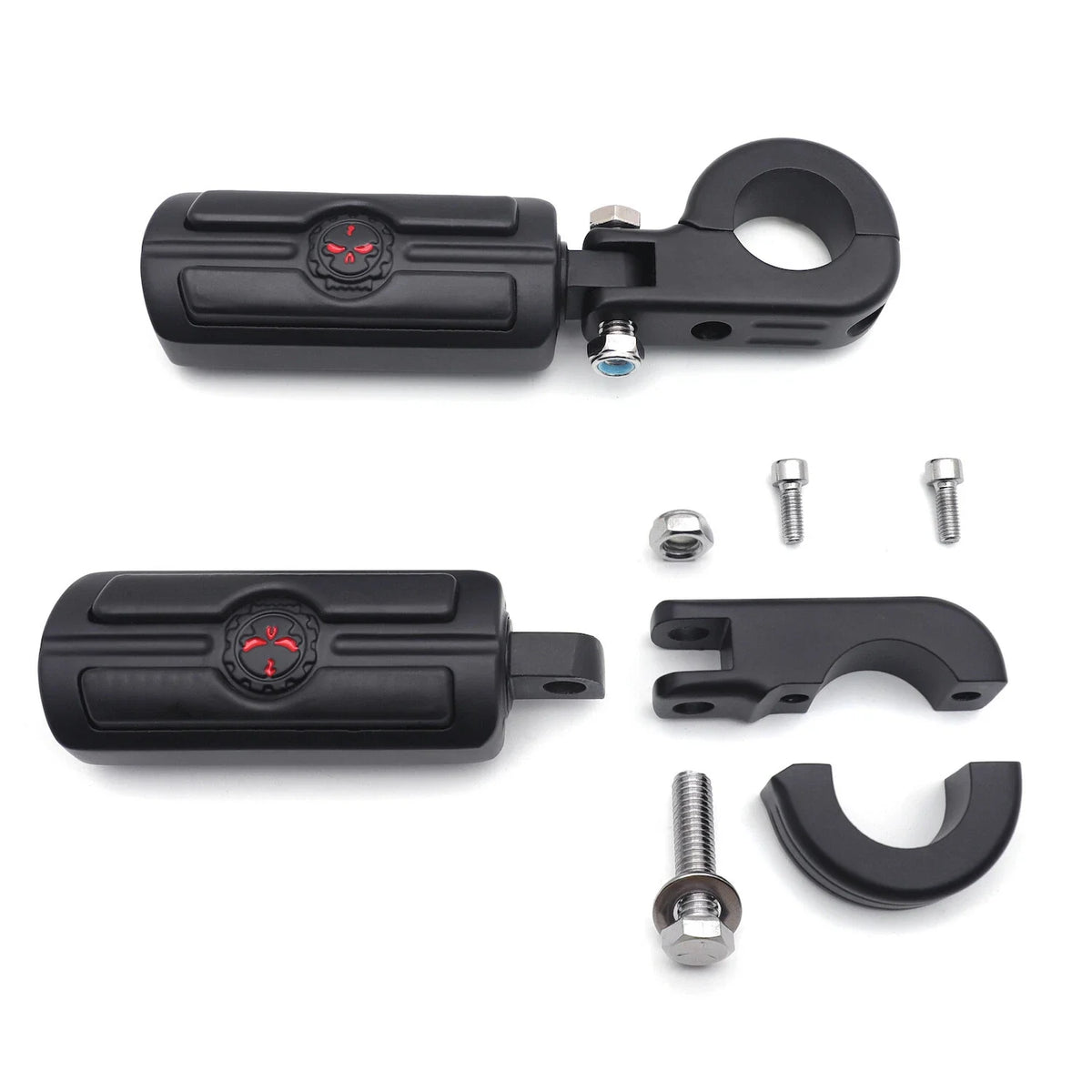 Gear Skull Footpegs Kit for Harley Dyna (1984–2017) 1.25" Engine Guard
