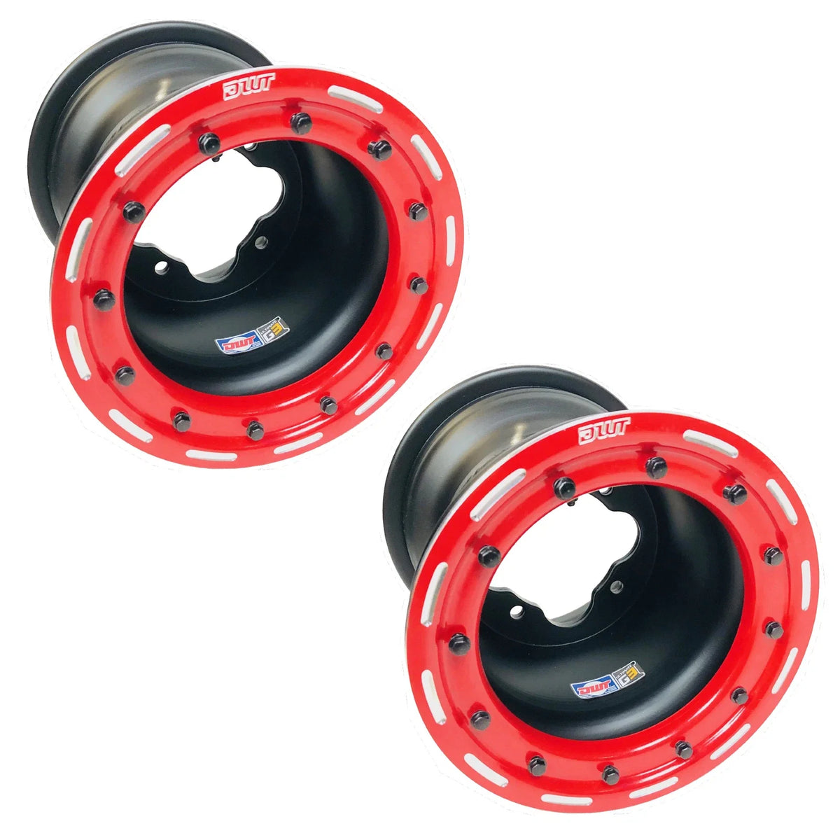 Set of 2 DWT G3 Rear Red Beadlock Wheels Rims 8x8 4/115 for Banshee Warrior